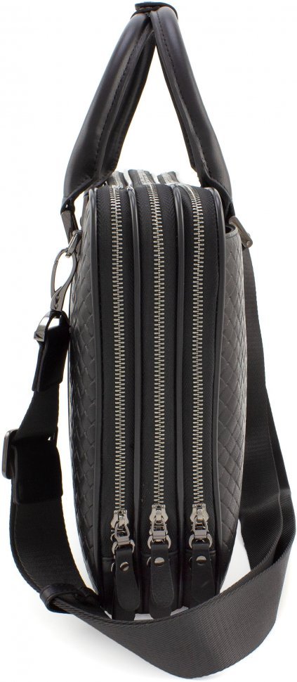 Вместительная кожаная сумка для ноутбука и документов формата А4 с плетением - H.T Leather (10146)