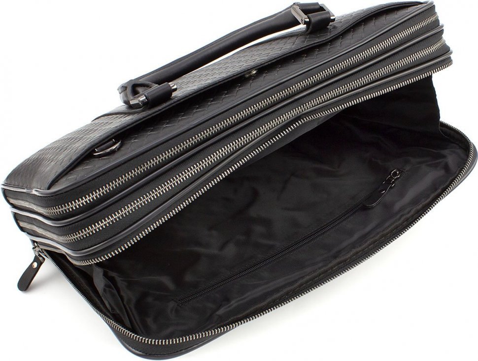 Містка шкіряна сумка для ноутбука і документів формату А4 з плетінням - H.T Leather (10146)