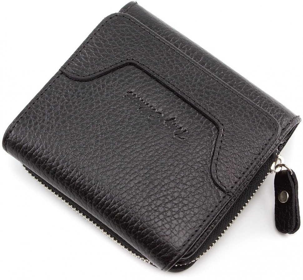 Чорний гаманець з натуральної шкіри італійського виробництва Tony Bellucci (10587)