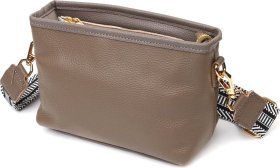 Сіра жіноча сумка-кроссбоді на плече з натуральної шкіри Vintage (2422098)