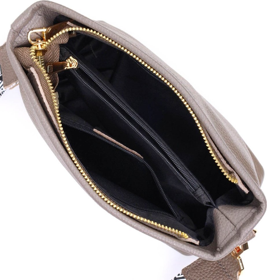 Сіра жіноча сумка-кроссбоді на плече з натуральної шкіри Vintage (2422098)