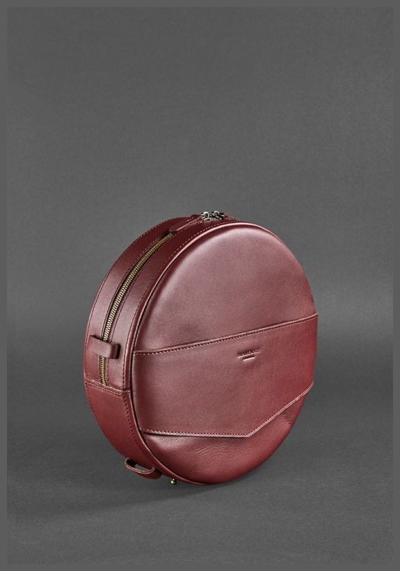 Бордова сумка-рюкзак круглої форми з натуральної шкіри BlankNote Maxi (12729)