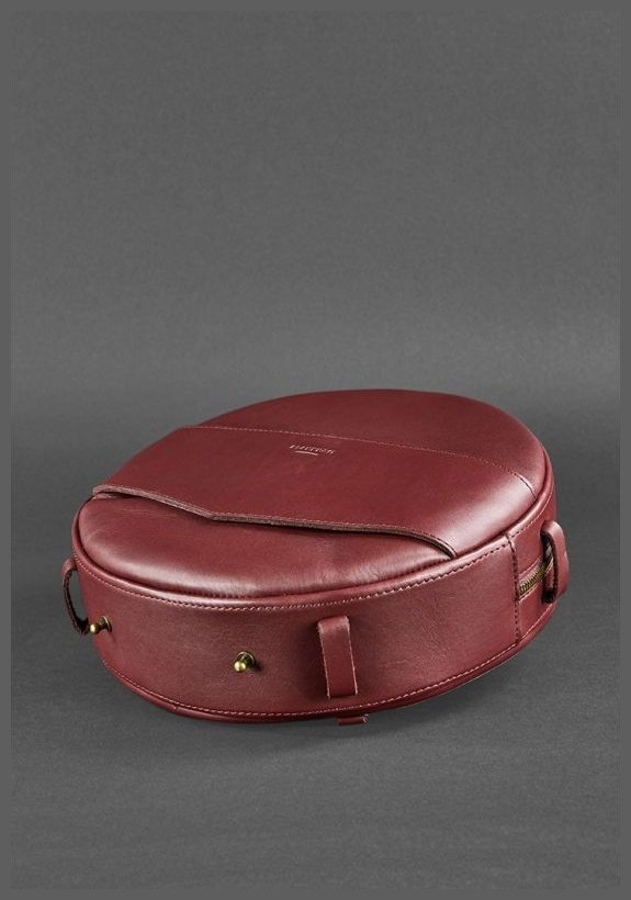 Бордова сумка-рюкзак круглої форми з натуральної шкіри BlankNote Maxi (12729)
