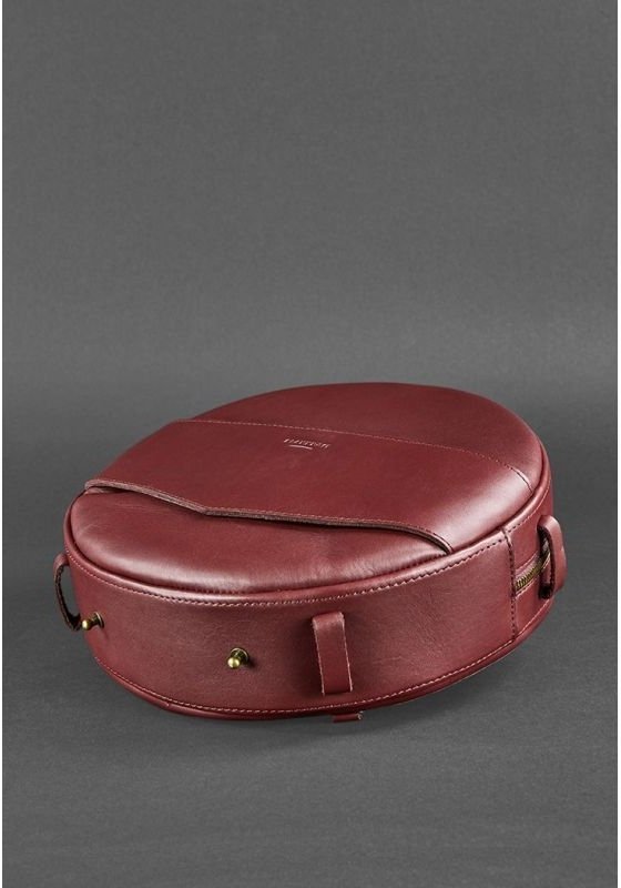 Бордовая сумка-рюкзак круглой формы из натуральной кожи BlankNote Maxi (12729)
