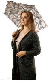 Мини зонт женский Fulton Tiny-2 L501 Rococo Rose (механика, складной, черный с принтом цветков) 93848