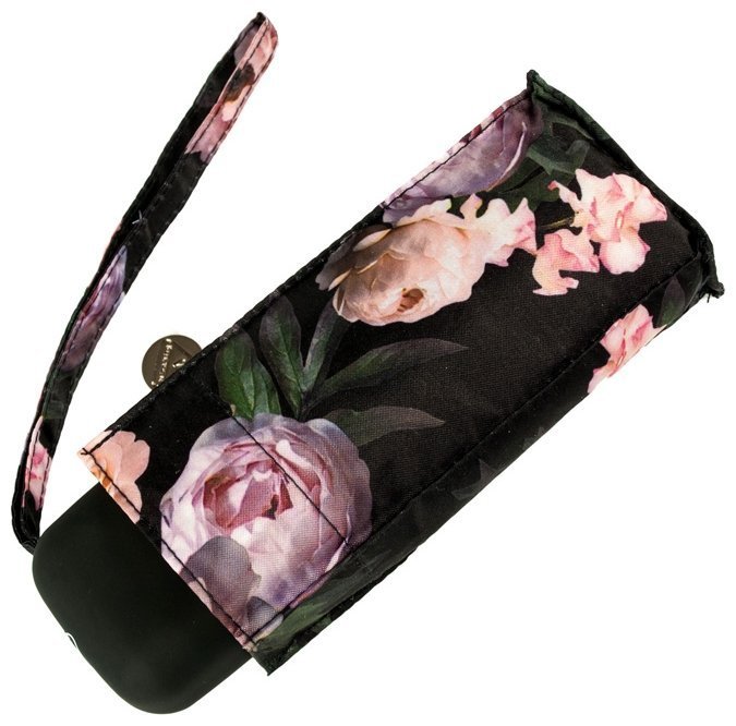 Мини зонт женский Fulton Tiny-2 L501 Rococo Rose (механика, складной, черный с принтом цветков) 93848 modnotak фото №6
