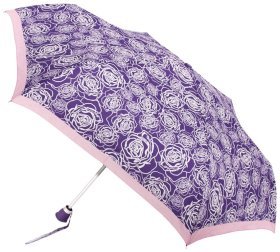 Женский складной зонт Fulton L926 Curio-2 UV Sketchy Rose (Сиреневый с принтом эскизов роз, механика, защита от UV) 94148