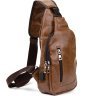 Светло-коричневая мужская сумка-рюкзак через плечо на два отделения из кожзама Vintage (20561) - 1