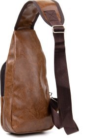 Светло-коричневая мужская сумка-рюкзак через плечо на два отделения из кожзама Vintage (20561)