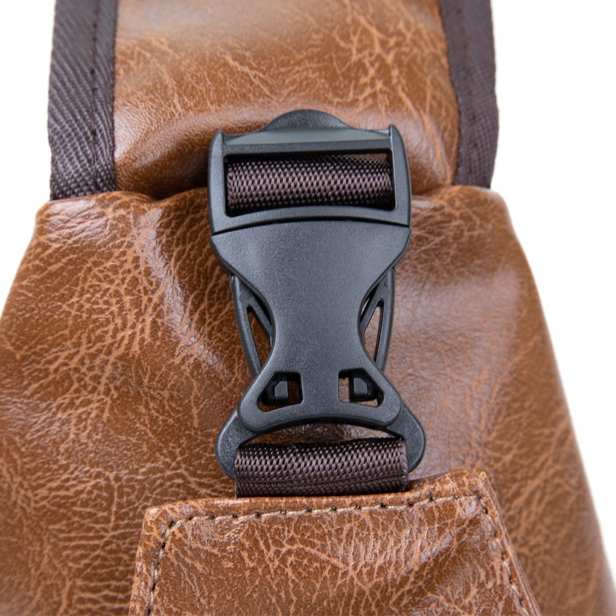 Светло-коричневая мужская сумка-рюкзак через плечо на два отделения из кожзама Vintage (20561)