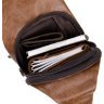 Світло-коричнева чоловіча сумка-рюкзак через плече на два відділення зі шкірозамінника Vintage (20561) - 4
