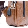 Світло-коричнева чоловіча сумка-рюкзак через плече на два відділення зі шкірозамінника Vintage (20561) - 6
