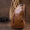 Светло-коричневая мужская сумка-рюкзак через плечо на два отделения из кожзама Vintage (20561) - 7