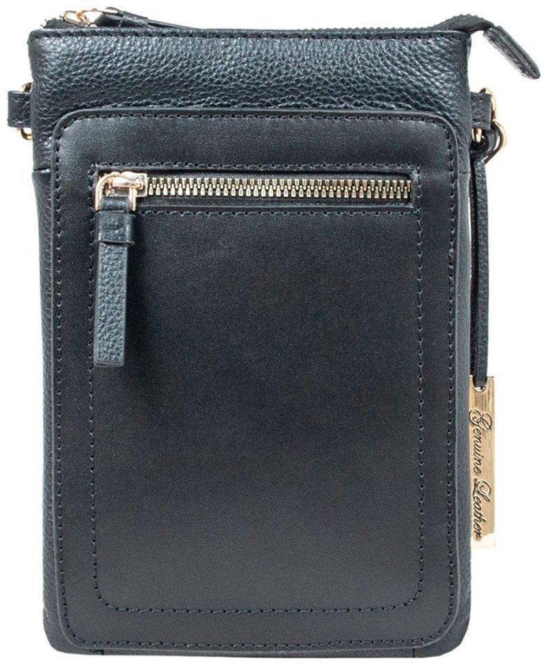 Невелика жіноча сумка з натуральної фактурної шкіри для телефону AZ71 чорного кольору 94248 фото №1 Невелика жіноча сумка з натуральної фактурної шкіри для телефону AZ71 чорного кольору 94248 modnotak фото №1