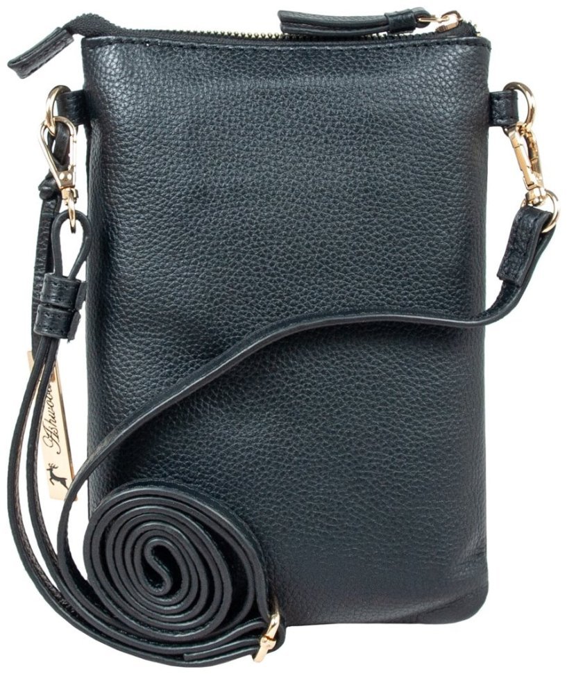 Невелика жіноча сумка з натуральної фактурної шкіри для телефону AZ71 чорного кольору 94248 фото №2 Невелика жіноча сумка з натуральної фактурної шкіри для телефону AZ71 чорного кольору 94248 modnotak фото №2