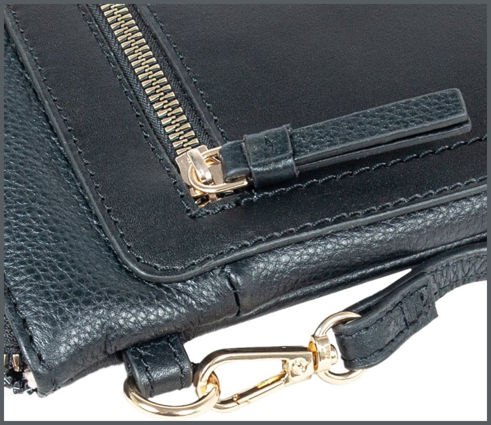 Невелика жіноча сумка з натуральної фактурної шкіри для телефону AZ71 чорного кольору 94248 фото №6 Невелика жіноча сумка з натуральної фактурної шкіри для телефону AZ71 чорного кольору 94248 modnotak фото №6