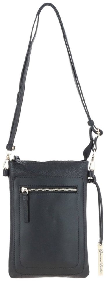 Невелика жіноча сумка з натуральної фактурної шкіри для телефону AZ71 чорного кольору 94248 фото №8 Невелика жіноча сумка з натуральної фактурної шкіри для телефону AZ71 чорного кольору 94248 modnotak фото №8
