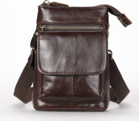 Коричнева чоловіча сумка через плече з якісної шкіри Vintage (20097)
