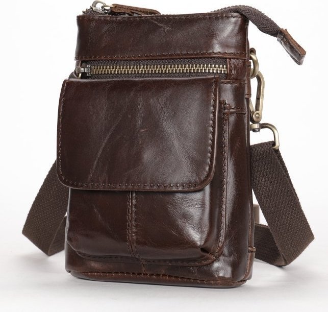 Коричневая мужская сумка через плечо из качественной кожи Vintage (20097)