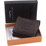 Кожаный кошелек коричневого цвета из натуральной кожи с тиснением Tony Bellucci (10775) - 7
