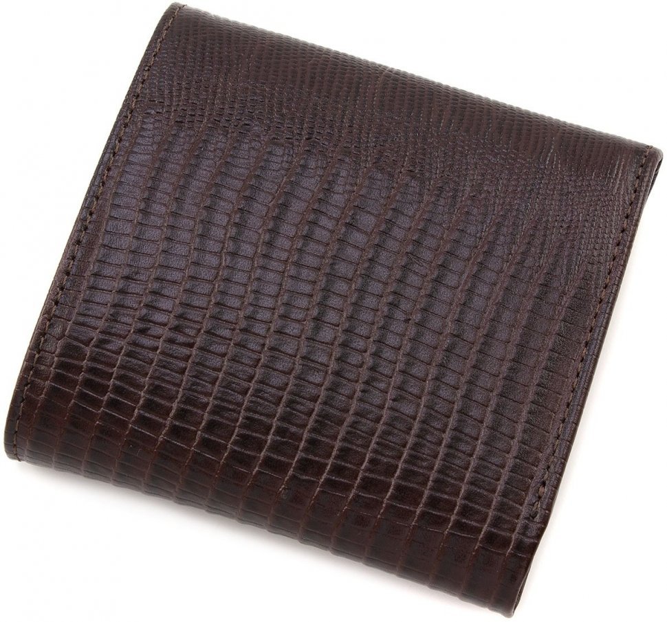 Шкіряний гаманець коричневого кольору з натуральної шкіри з тисненням Tony Bellucci (10775)