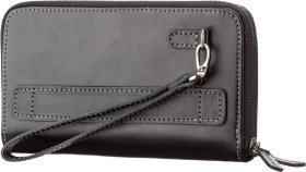 Чоловічий добротний клатч із гладкої шкіри чорного кольору SHVIGEL (11082)