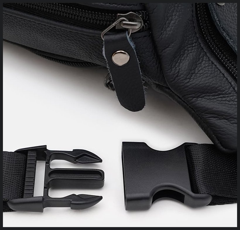 Велика сумка на пояс із натуральної фактурної шкіри для чоловіків Borsa Leather 104548 чорного кольору фото №4 Велика сумка на пояс із натуральної фактурної шкіри для чоловіків Borsa Leather 104548 чорного кольору modnotak фото №4