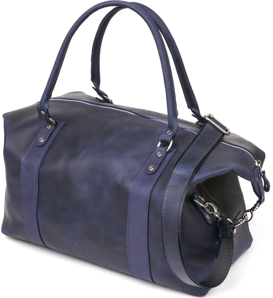 Синяя дорожная сумка из натуральной кожи Crazy Horse - SHVIGEL (11127)