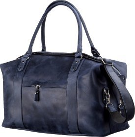 Синя дорожня сумка з натуральної шкіри Crazy Horse - SHVIGEL (11127)