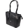 Класична жіноча сумка середнього розміру із чорної шкіри KARYA (2420834) - 1