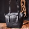 Класична жіноча сумка середнього розміру із чорної шкіри KARYA (2420834) - 8
