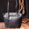 Класична жіноча сумка середнього розміру із чорної шкіри KARYA (2420834) - 9