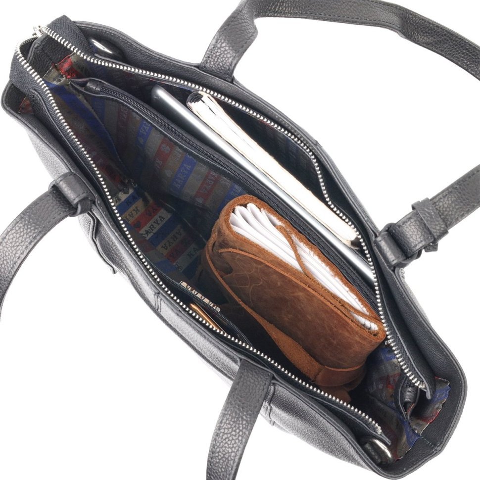 Классическая женская сумка среднего размера из черной кожи KARYA (2420834) фото №26 Классическая женская сумка среднего размера из черной кожи KARYA (2420834) modnotak фото №26