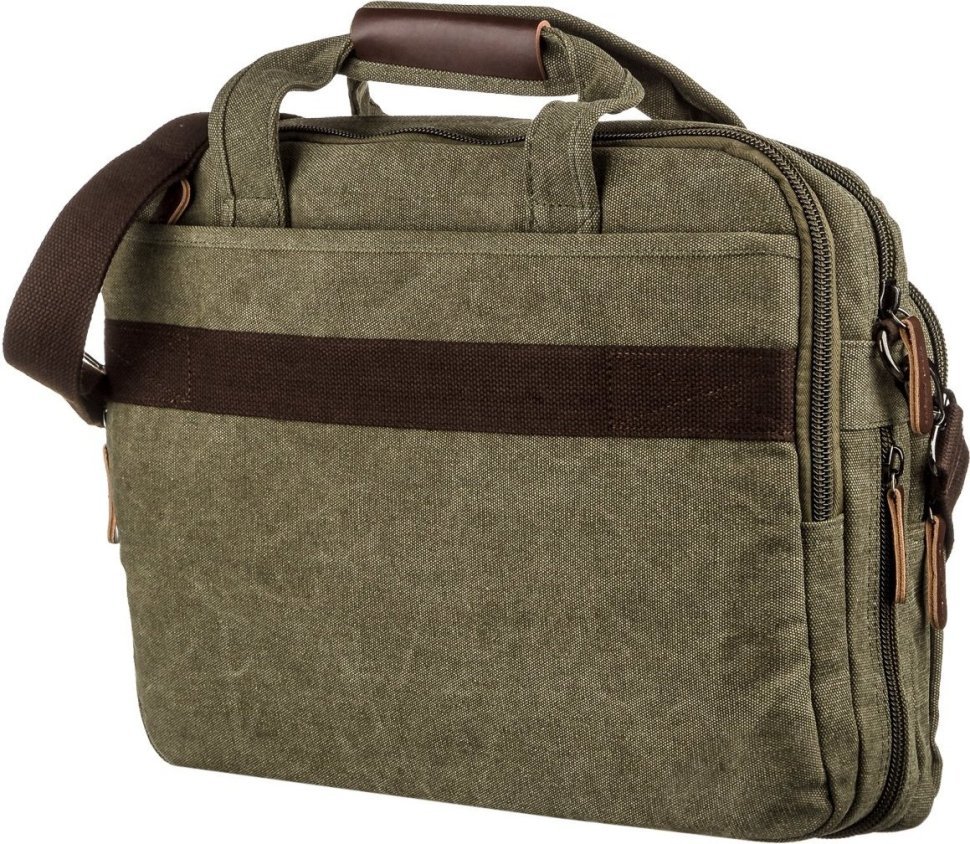 Горизонтальная текстильная сумка для ноутбука зеленого цвета Vintage (20185)