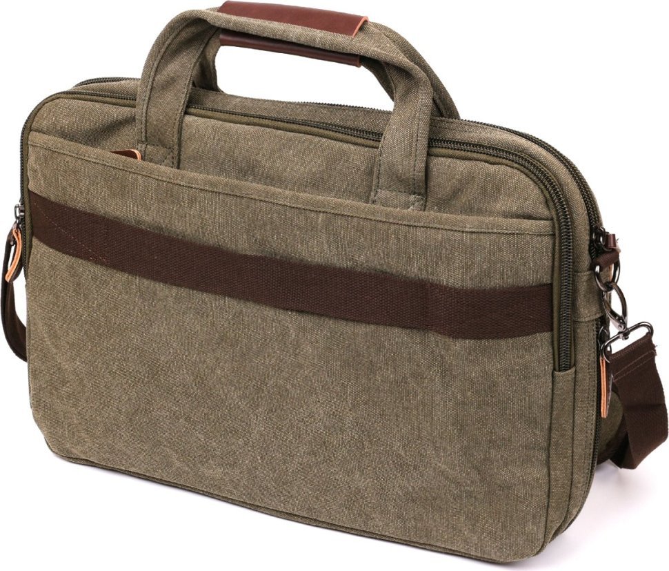 Горизонтальная текстильная сумка для ноутбука зеленого цвета Vintage (20185)