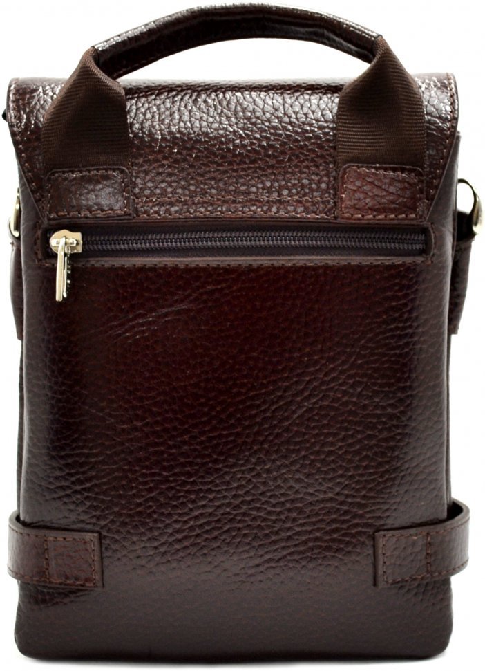 Коричневая мужская сумка-барсетка из натуральной кожи с выраженной фактурой DESISAN (19185)