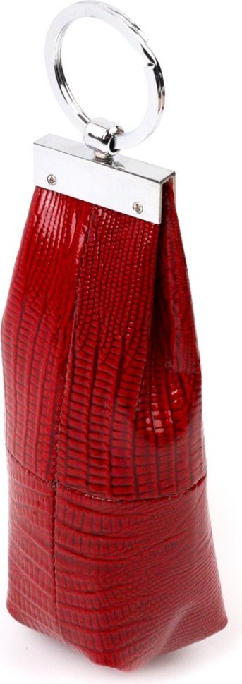 Красная женская повседневная ключница из натуральной кожи с тиснением под рептилию KARYA (2420934)