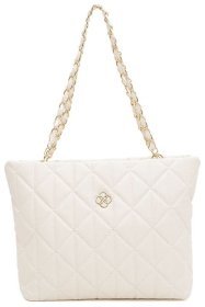 Вместительная женская сумка из качественного кожзама белого цвета Monsen 94648