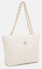 Вместительная женская сумка из качественного кожзама белого цвета Monsen 94648