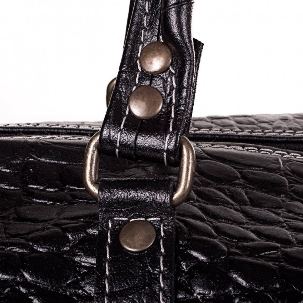 Черная дорожная сумка на молнии из натуральной кожи Desisan (505-111)