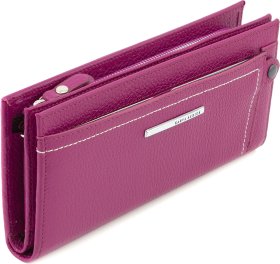 Яскравий рожевий гаманець великого розміру на два свічки KARYA (21056)