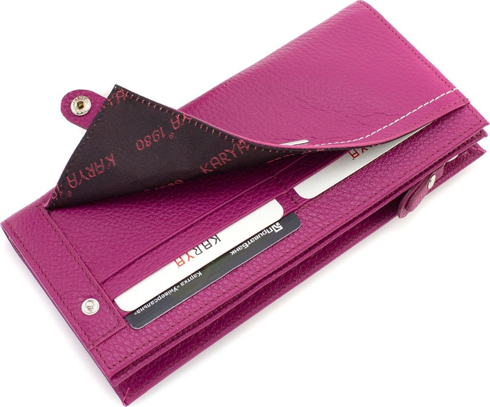 Яскравий рожевий гаманець великого розміру на два свічки KARYA (21056)