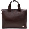 Горизонтальна шкіряна сумка з ручками в коричневому кольорі - DESISAN (11583) - 1