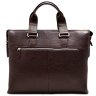 Горизонтальна шкіряна сумка з ручками в коричневому кольорі - DESISAN (11583) - 2