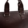 Горизонтальна шкіряна сумка з ручками в коричневому кольорі - DESISAN (11583) - 4