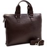 Горизонтальная кожаная сумка с ручками в коричневом цвете - DESISAN (11583) - 5