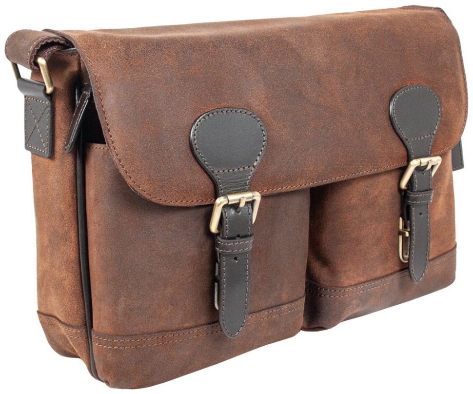Мужская сумка мессенджер из винтажной кожи для ноутбука до 15" Ashwood Edward коричневого цвета 95448 фото №2 Мужская сумка мессенджер из винтажной кожи для ноутбука до 15" Ashwood Edward коричневого цвета 95448 modnotak фото №2