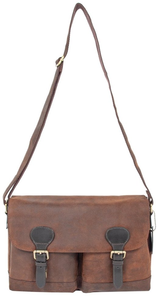Мужская сумка мессенджер из винтажной кожи для ноутбука до 15" Ashwood Edward коричневого цвета 95448 фото №6 Мужская сумка мессенджер из винтажной кожи для ноутбука до 15" Ashwood Edward коричневого цвета 95448 modnotak фото №6