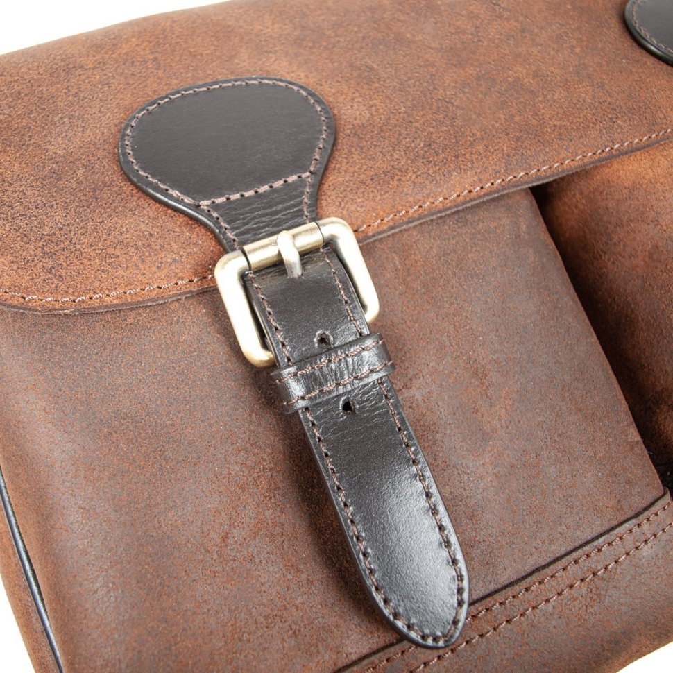 Мужская сумка мессенджер из винтажной кожи для ноутбука до 15" Ashwood Edward коричневого цвета 95448 фото №10 Мужская сумка мессенджер из винтажной кожи для ноутбука до 15" Ashwood Edward коричневого цвета 95448 modnotak фото №10