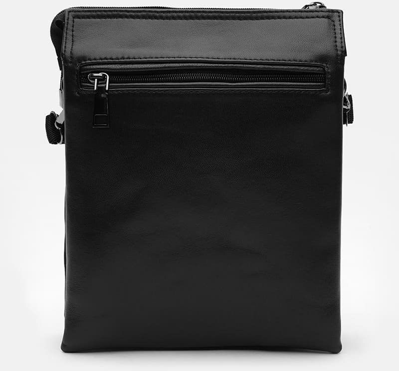 Чорна чоловіча сумка-барсетка з гладкої шкіри з ручкою та плечовим ременем Ricco Grande (21387)